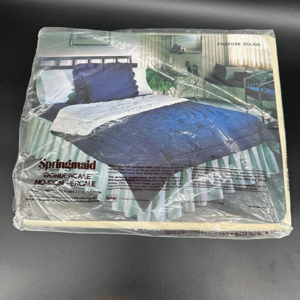 Vintage‎ Springmaid Wondercale No-Iron Percale NOS Sealed Cream twin flat sheet